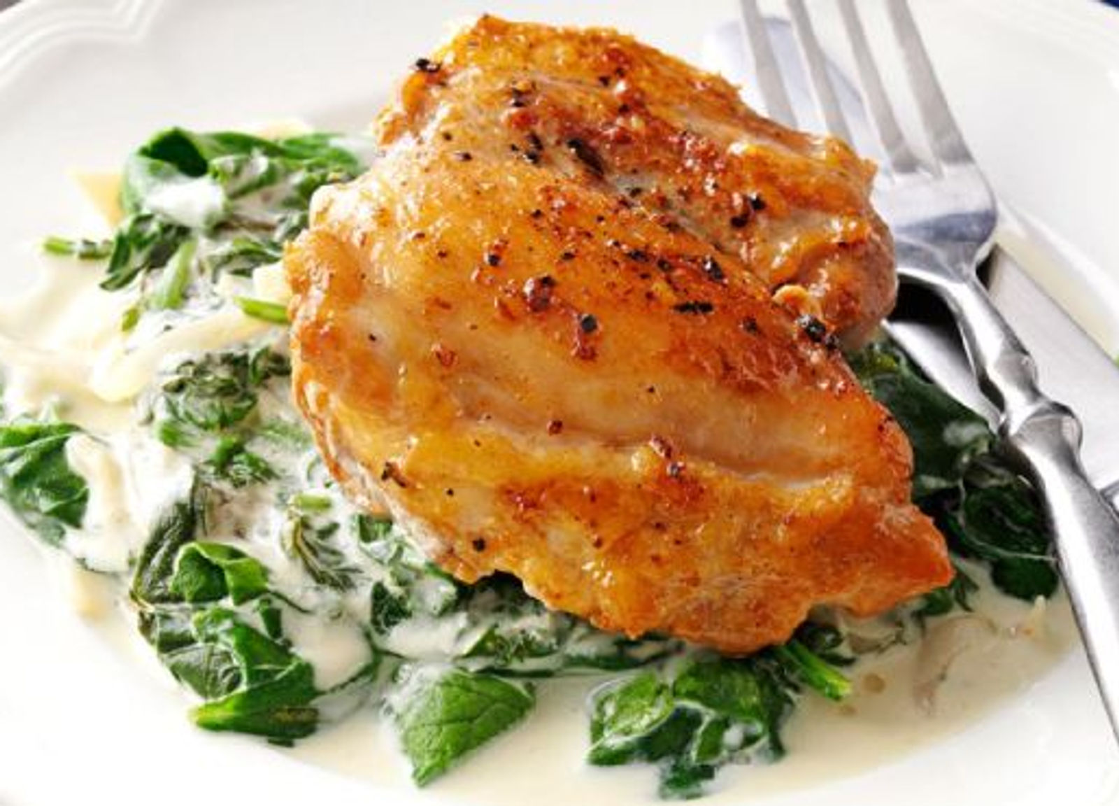Chicken Thighs with Shallots and Spinach